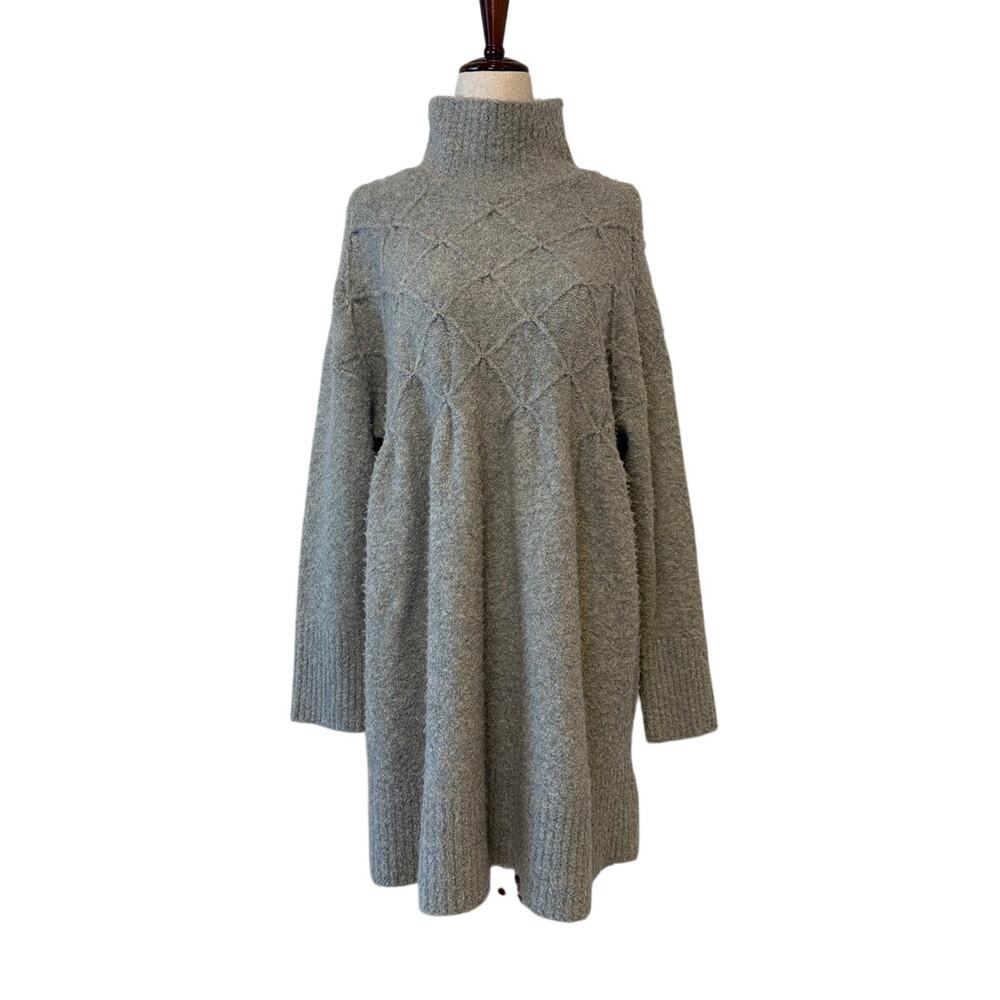 NWOT Free People Jaci Mock Neck Sweater Dress, Gray, Women's XS